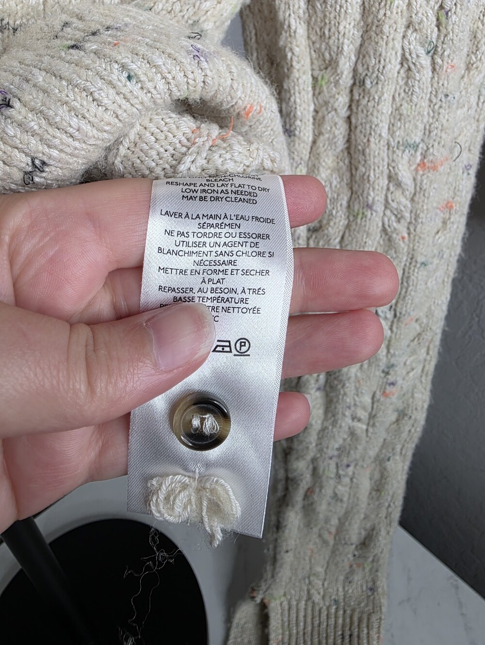 Pilcro Anthropologie Micro Cream Speckled Cardigan Sweater Size Small - Picture 9 of 11